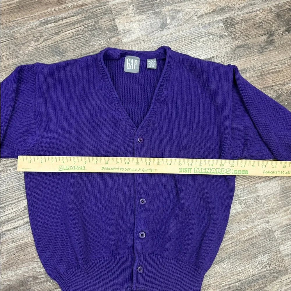 Vintage 90s GAP Purple Cotton Cardigan Sweater Minimalist Classic S - Picture 5 of 7